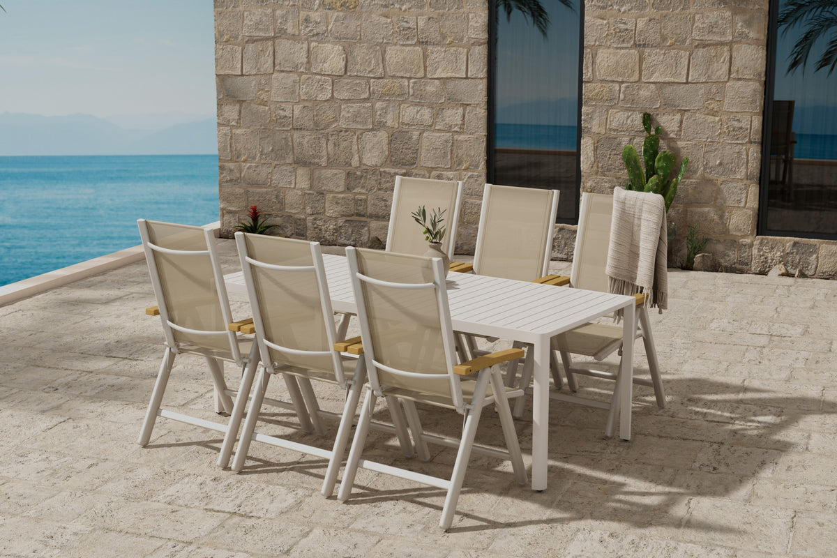 Venture Design Giardini & Panama Rektangulära Matbord 200 x 90 Beige + Matstolar 2-pack Beige