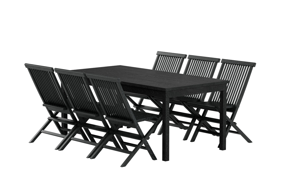 Venture Design Kenya Rektangulära Matbord 180 x 90 Svart + Matstolar 2-pack Svart
