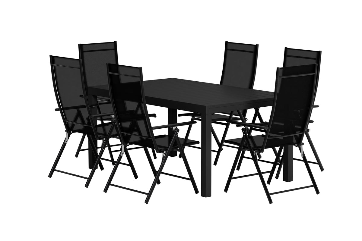 Venture Design Capo & Levanzo Rektangulära Matbord 160/240 x 100 Svart + Positionsstolar 2-pack Svart