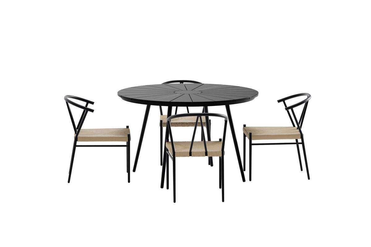 Venture Design San Vito & Alfons Runda Matbord ⌀120 Svart + Matstolar Svart