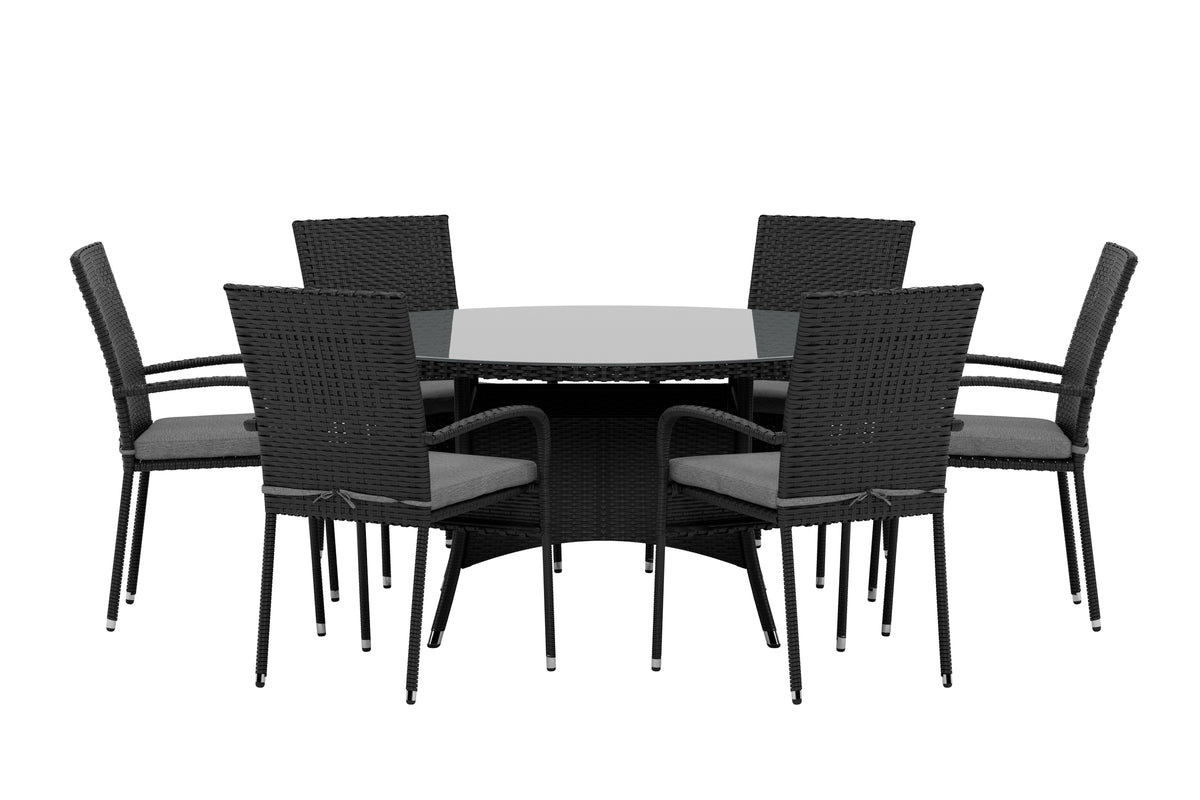 Venture Design Volta & Anna Runda Matbord ⌀150 Svart + Matstolar 2-pack Svart