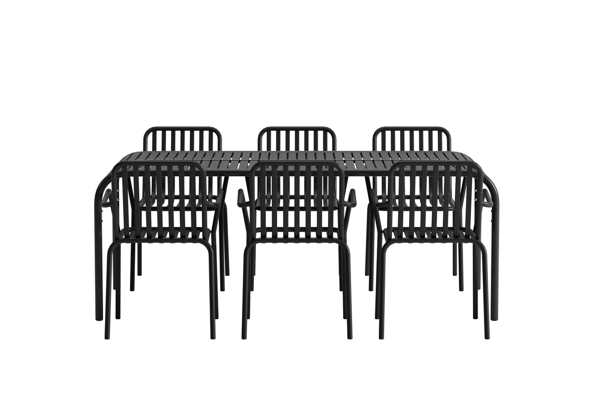 Venture Design Borneo & Peking Rektangulära Matbord 200 x 100 Svart + Matstolar 2-pack Svart