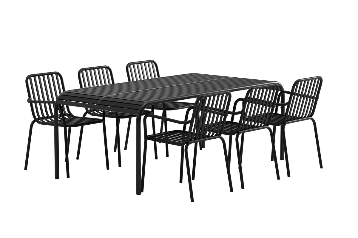 Venture Design Borneo & Peking Rektangulära Matbord 200 x 100 Svart + Matstolar 2-pack Svart