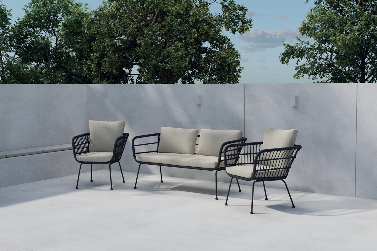 Venture Design Isola 3-sits soffor Svart + Matstolar 1 Svart