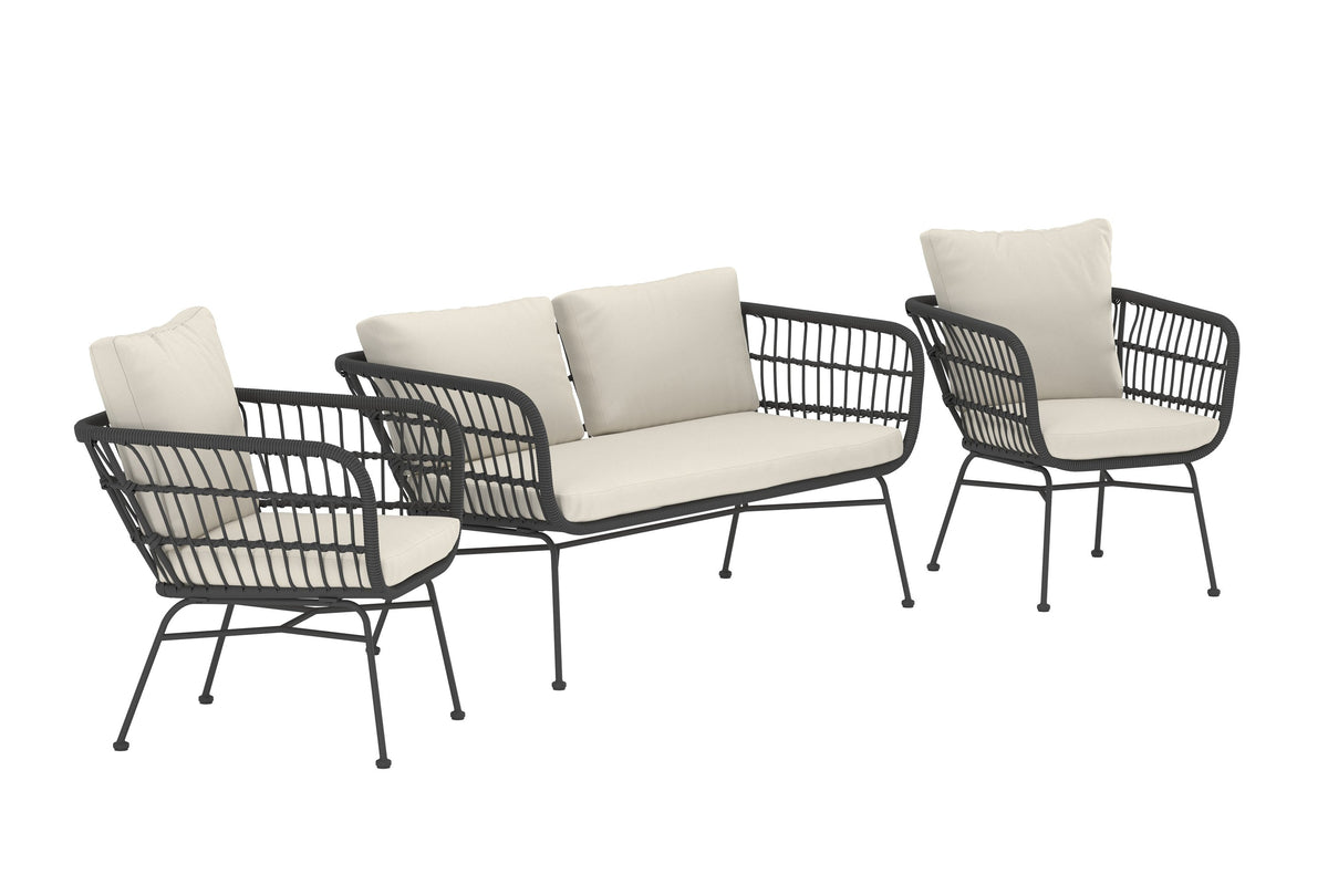Venture Design Isola 3-sits soffor Svart + Matstolar 1 Svart