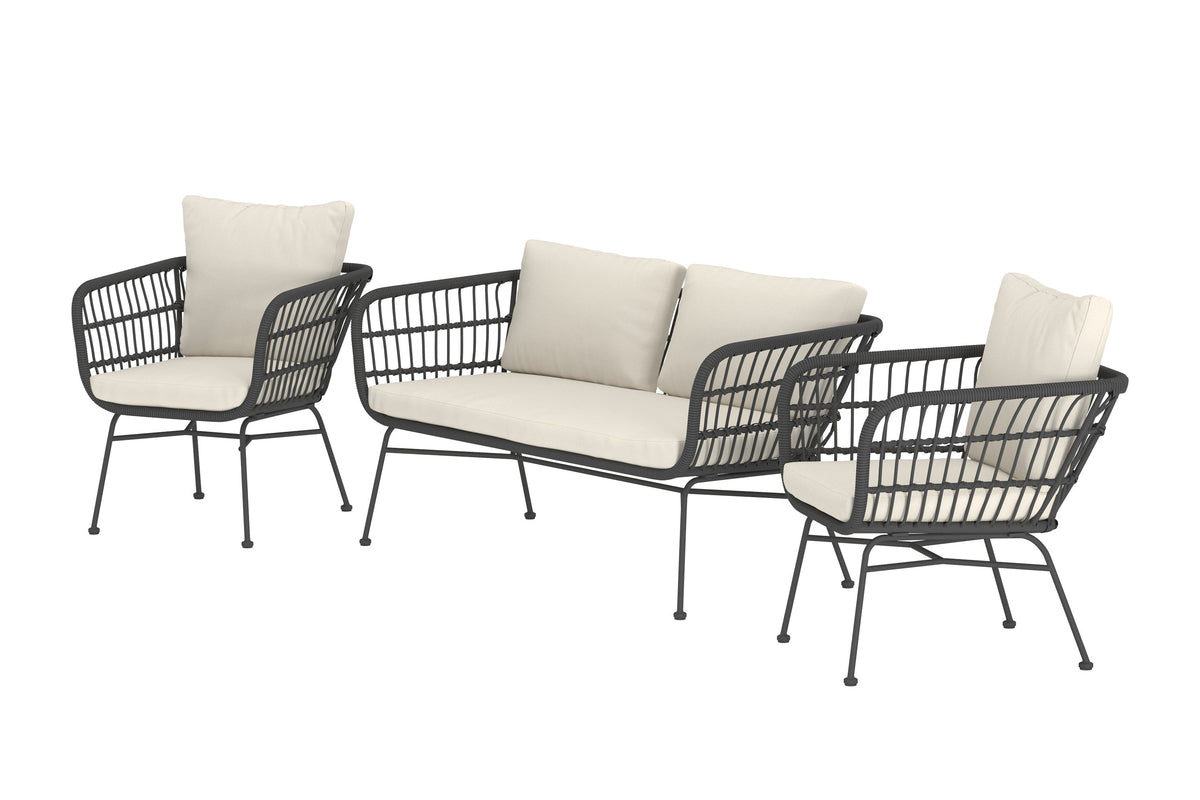 Venture Design Isola 3-sits soffor Svart + Matstolar 1 Svart
