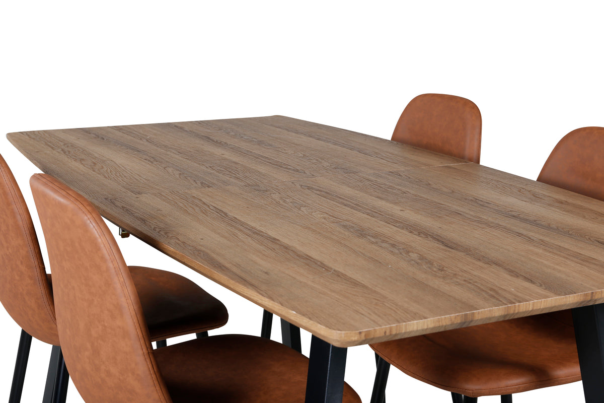 Venture Design Polar & Inca Matstolar 2-pack Brun + Rektangulära Matbord 160 x 85 Valnöt