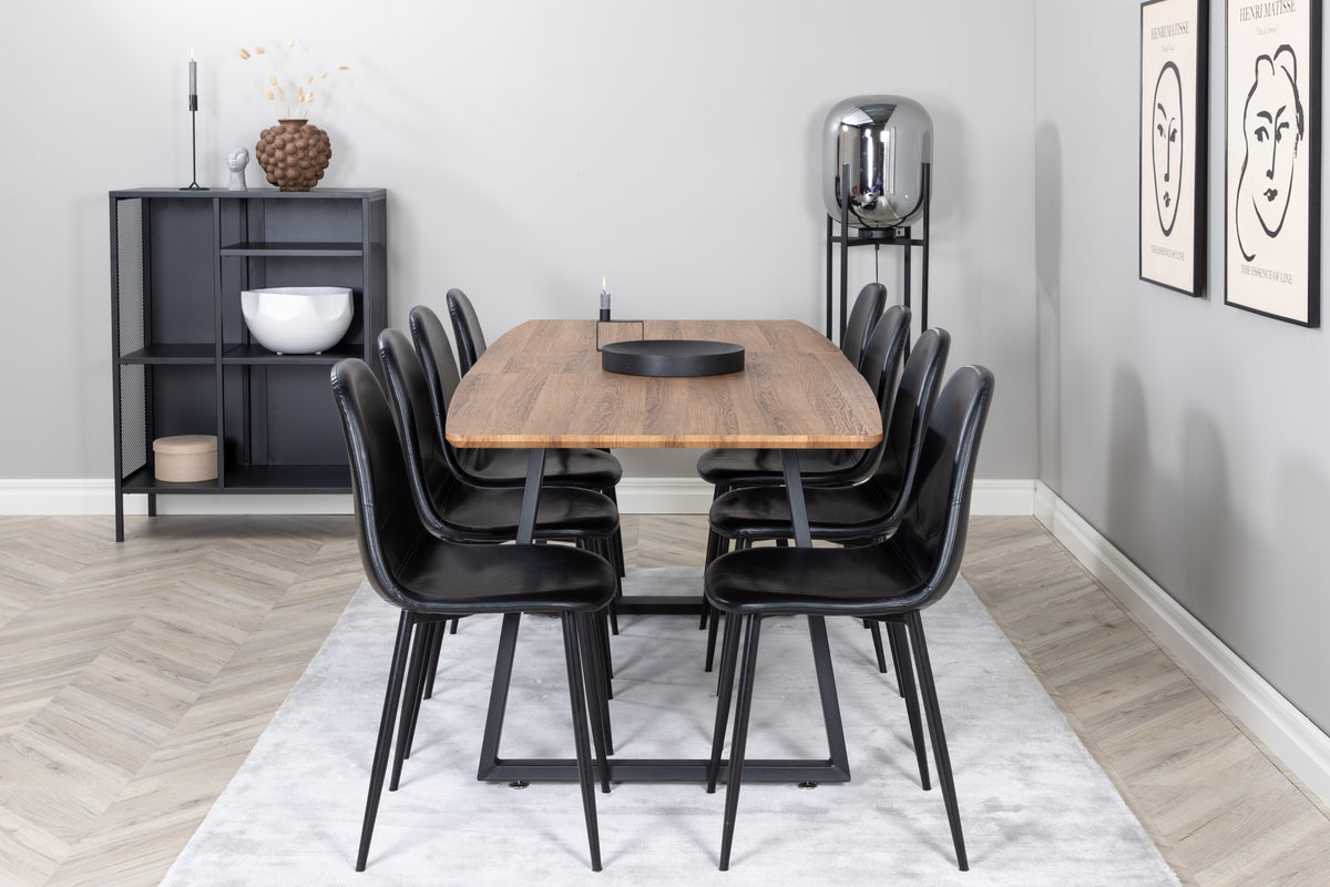 Venture Design Polar & Inca Matstolar 2-pack Svart + Rektangulära Matbord 160 x 85 Valnöt