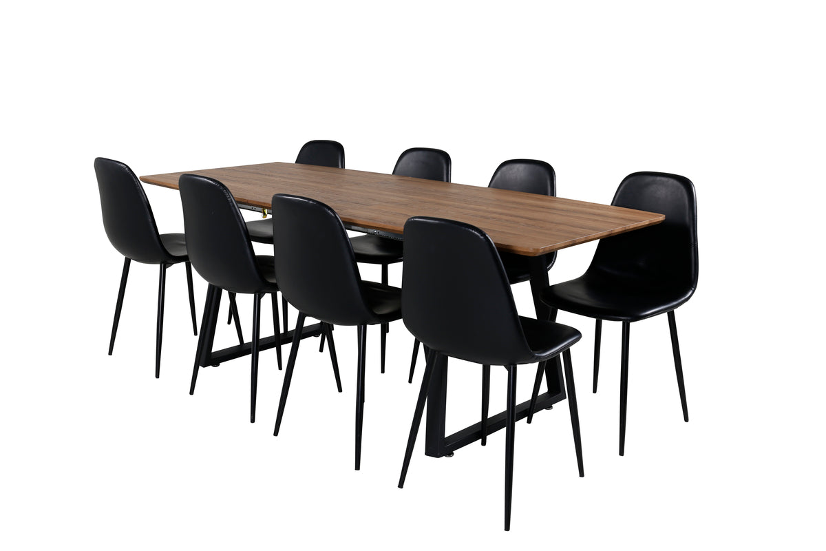 Venture Design Polar & Inca Matstolar 2-pack Svart + Rektangulära Matbord 160 x 85 Valnöt