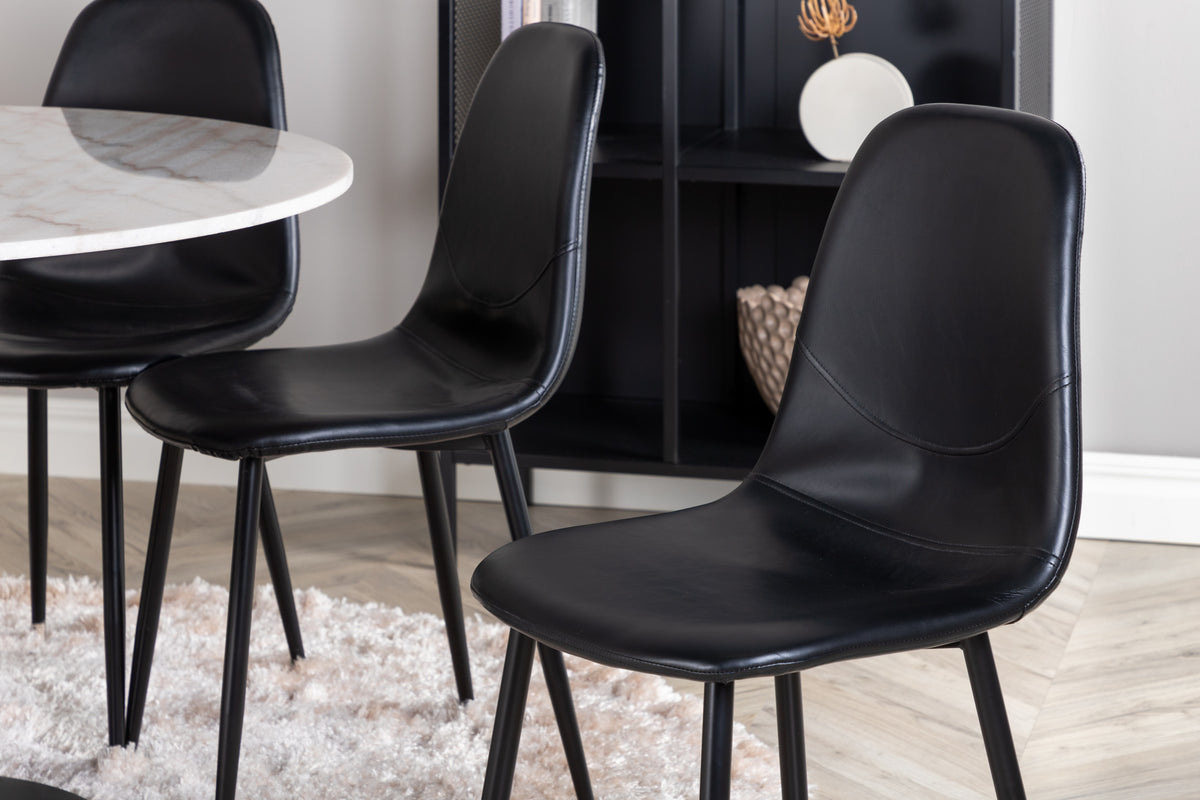 Venture Design Polar & Estelle Matstolar 2-pack Svart + Runda Matbord ⌀106 Vit