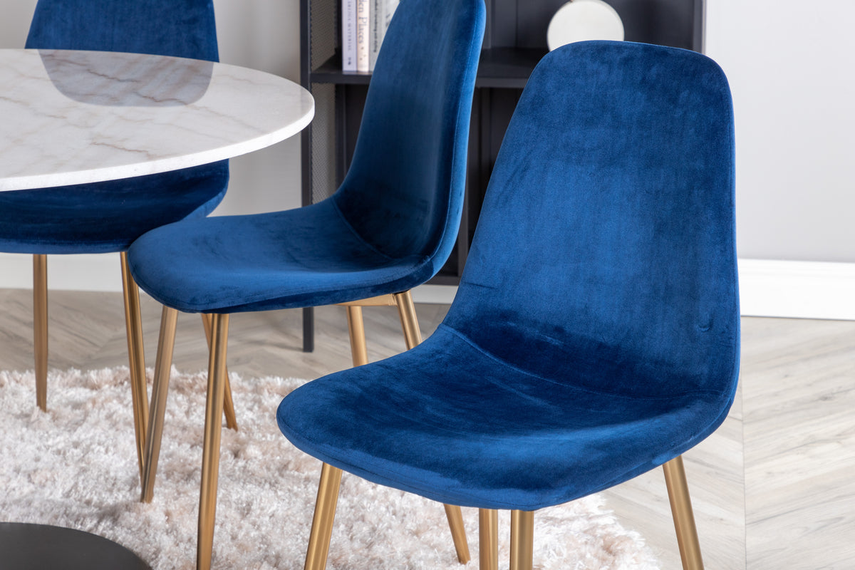 Venture Design Estelle & Polar Runda Matbord ⌀106 Vit + Matstolar 2-pack Blå