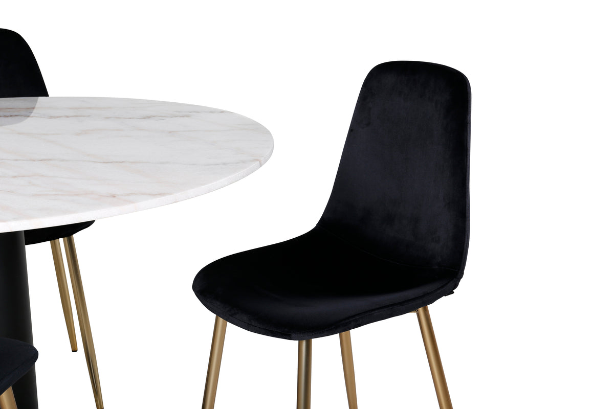 Venture Design Estelle & Polar Matbord ⌀106 + Matstolar Svart