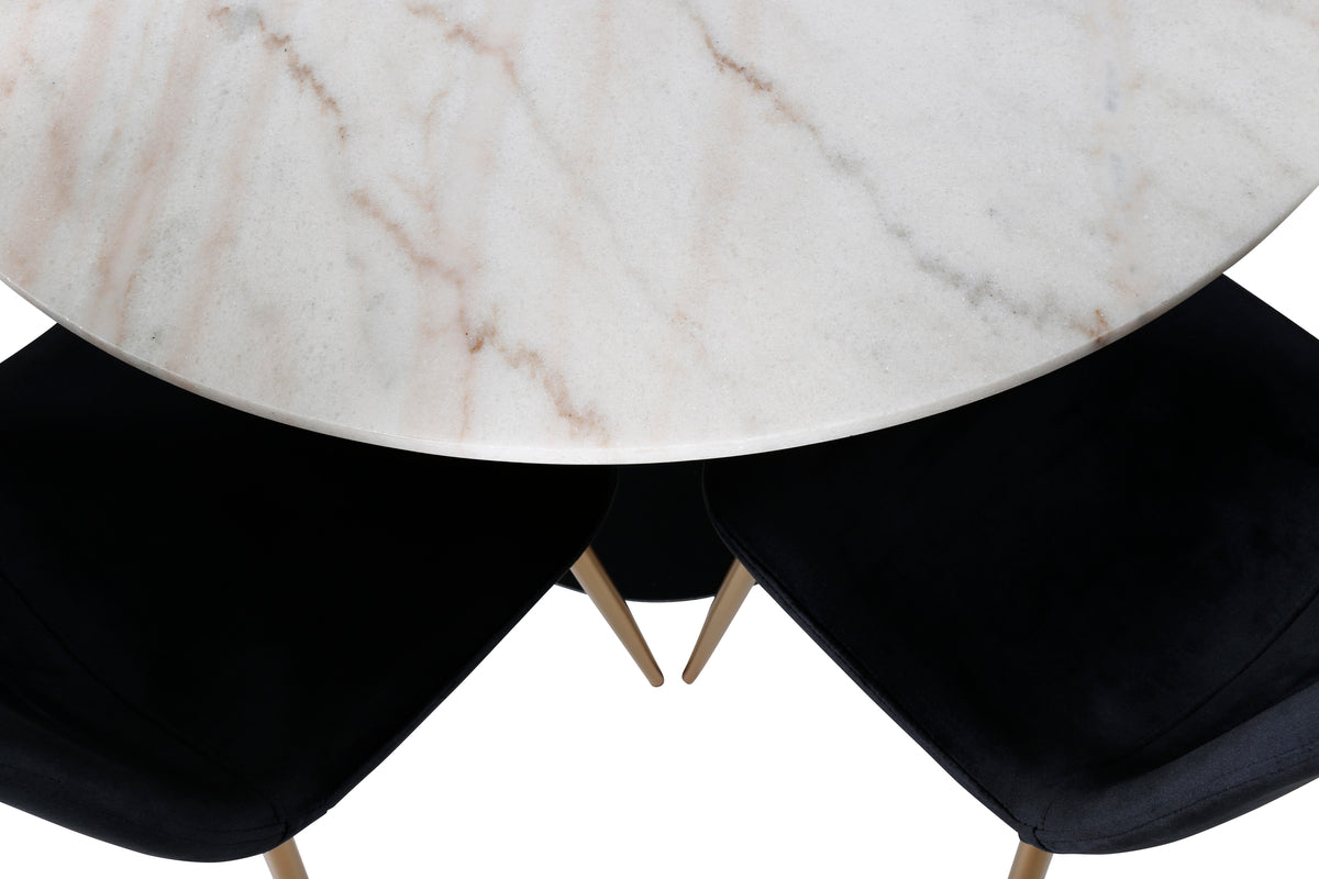 Venture Design Estelle & Polar Matbord ⌀106 + Matstolar Svart