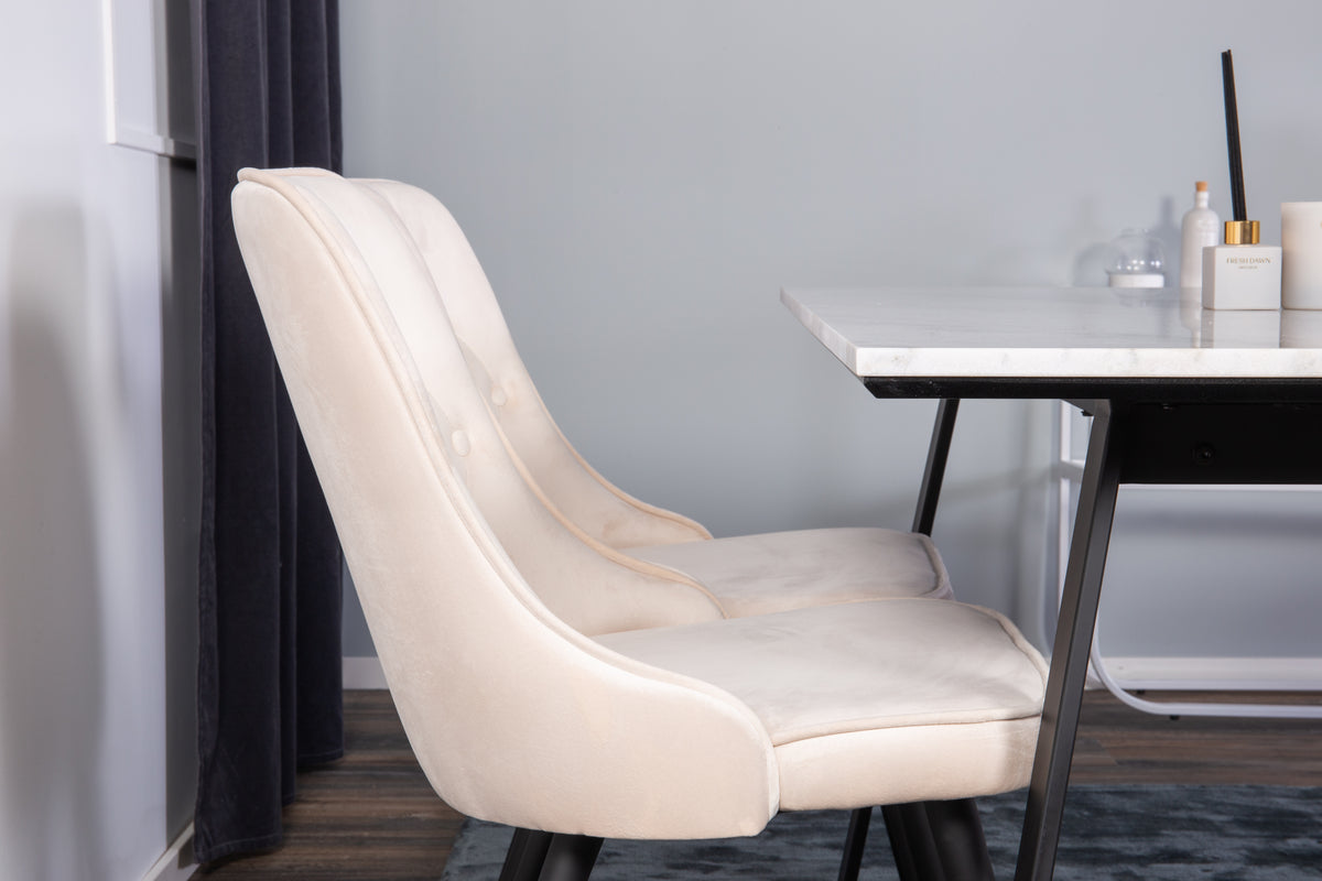 Venture Design Estelle & Velvet Deluxe Matbord 90x140 + Matstolar Ljusgrå