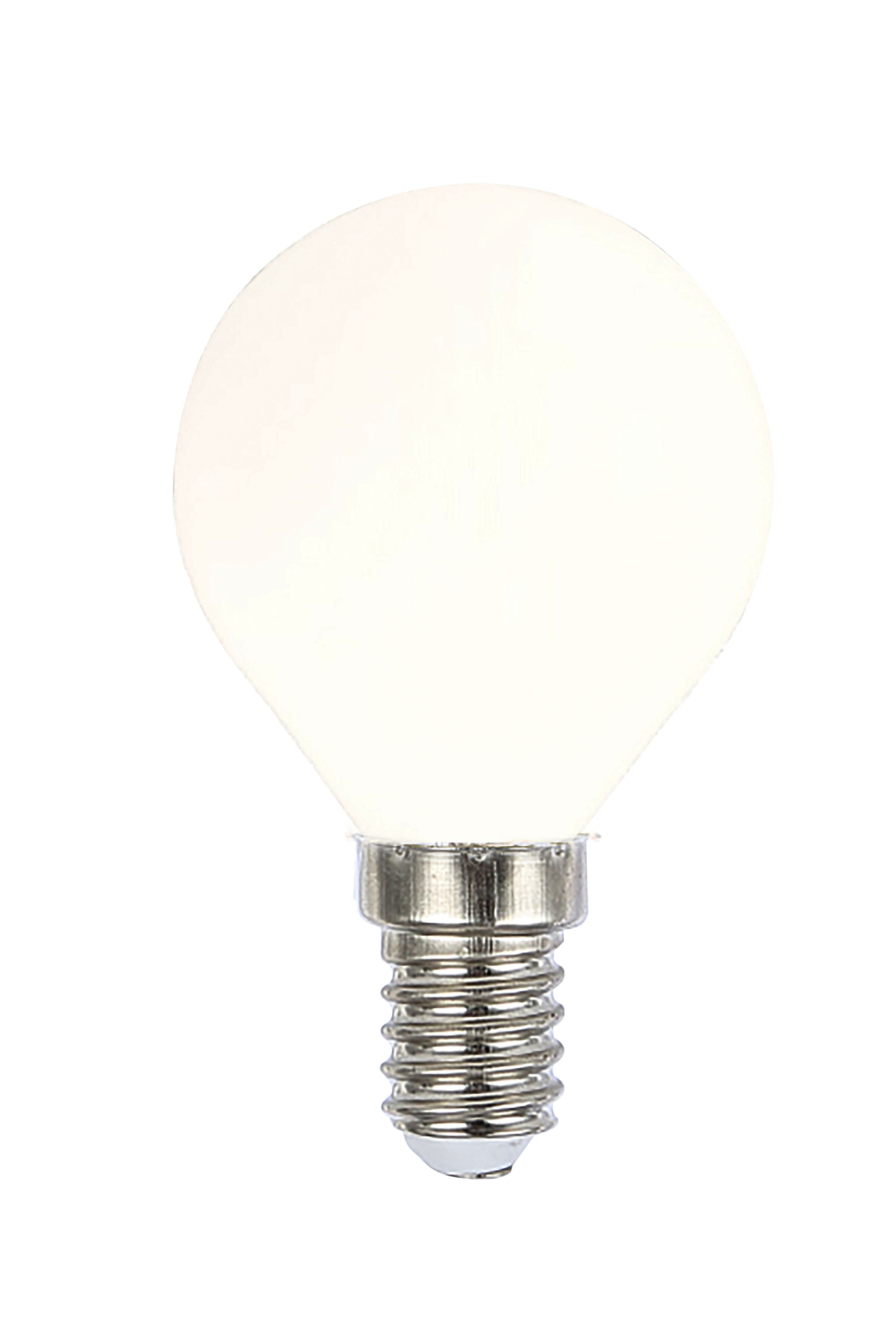 Aneta Home Klotlampa E14 2W LED filament 2700K, vit
